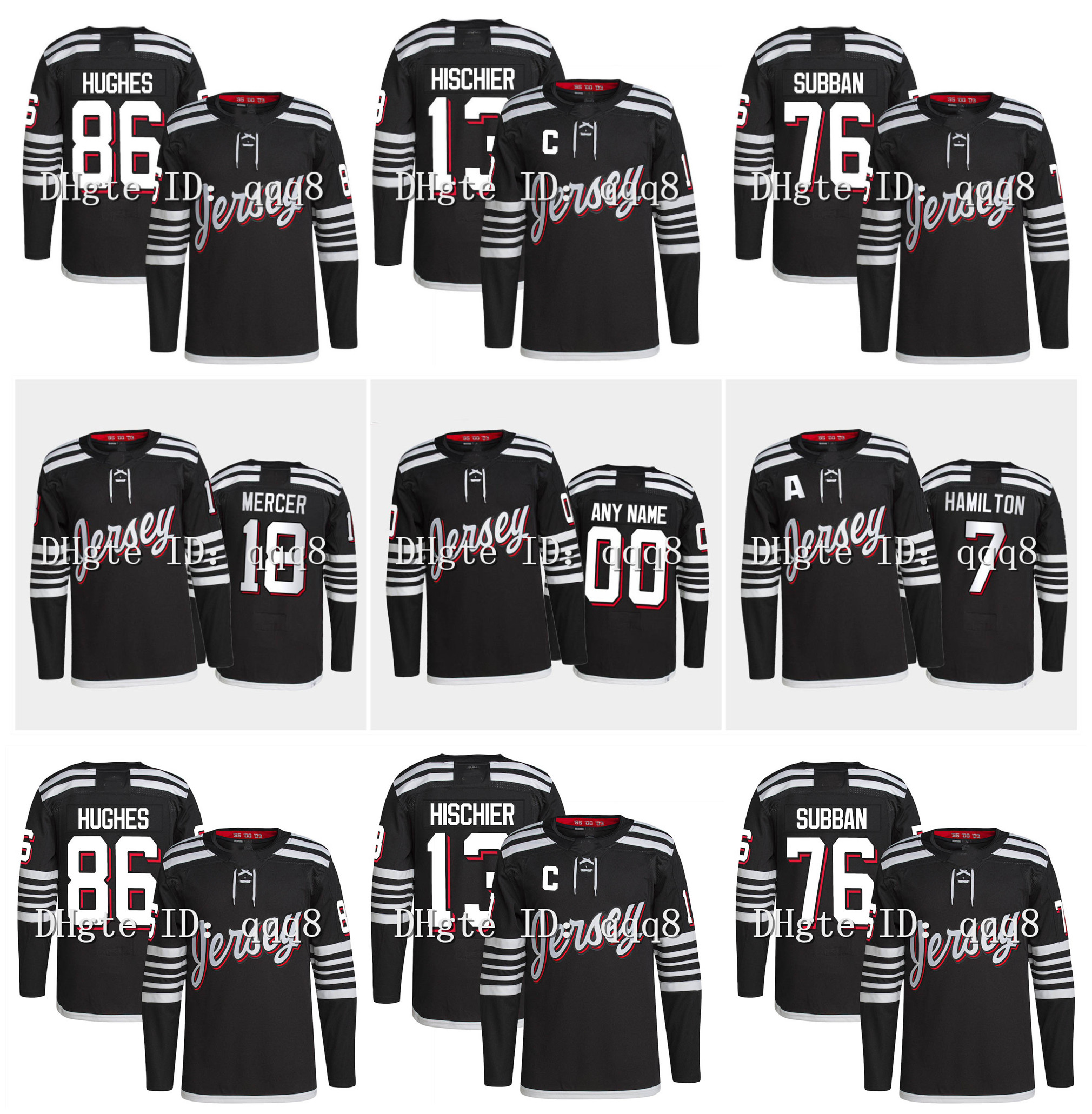 

2021-22 New Jersey Devils Hockey Nico Hischier 7 Dougie Hamilton Martin Brodeur Jack Hughes 76 P.K. Subban 18 Dawson Mercer Alternate Jersey Black Authentic Pro Jerseys, As pic