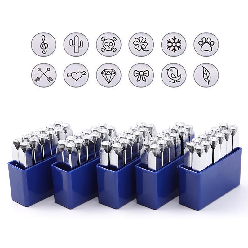 

Pcs/Set (6mm 1/4") Metal Design Stamps Punch Stamping Tool Electroplated Hard Carbon Steel Tools For Stamp/Punch LB88 Craft