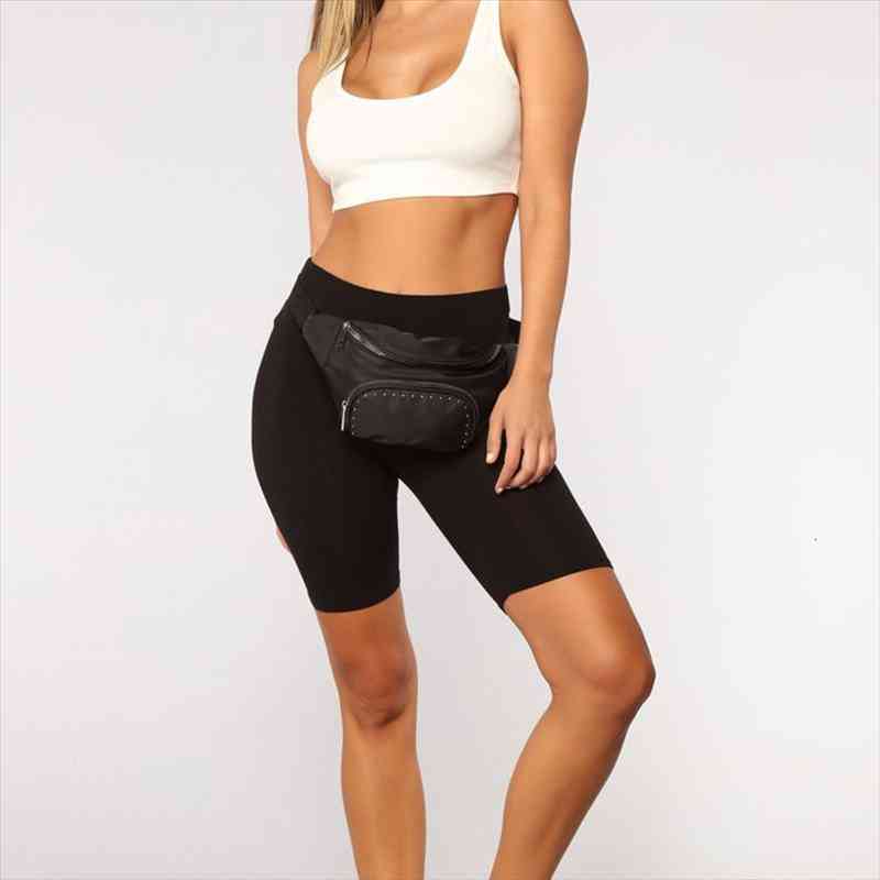

women ladies fashion casual comfy cycling solid high waist shorts dancing gym biker active sports shorts, White;black