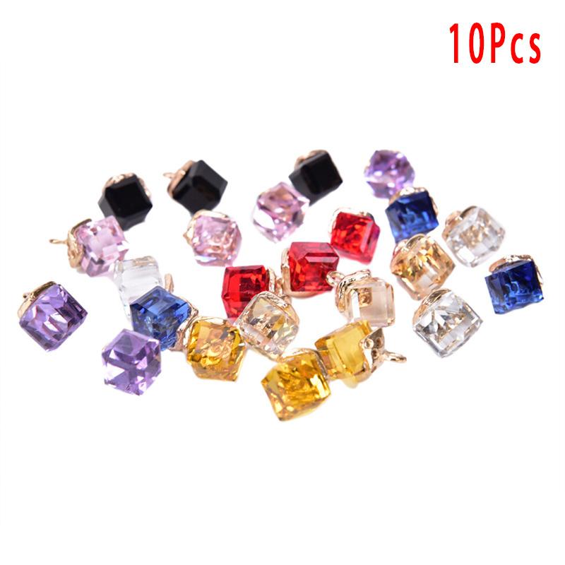 

Charms 10 Pcs/Set Square Geometric Crystal Pendants DIY Craft Jewelry Making 9 Colors, Bronze;silver