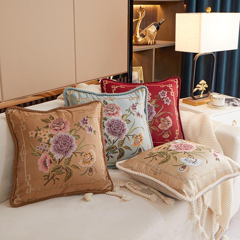 

Cushion/Decorative Pillow 48x48cm Autumn Winter Home Decoration Jacquard Floral Pillowcover Sofa Cushion Cover, Blue