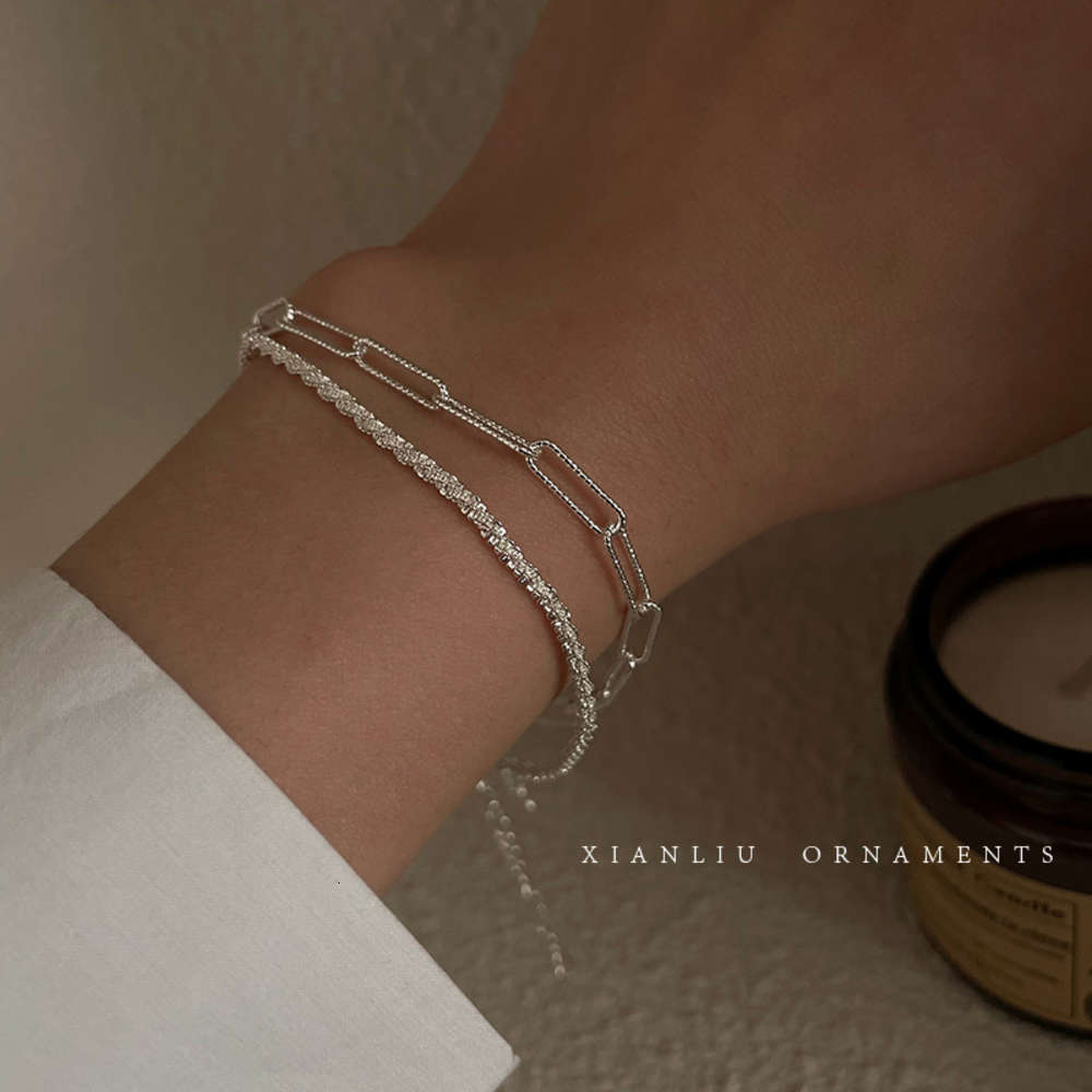 

Pure silver star sparkling bracelet for women, Golden;silver