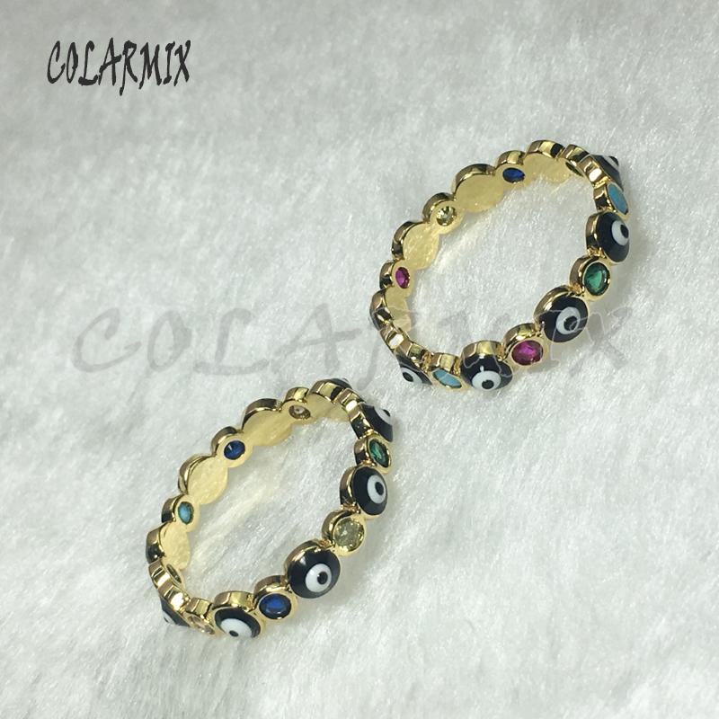 

Cluster Rings 10 Pcs Tiny Turkish Eye Black Jewelry Gift For Lady Simple Style Wholesale 5611