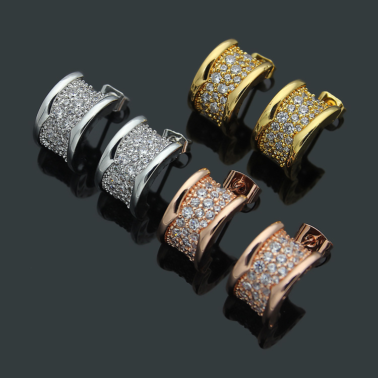 

High Quality Women Designer Ear Studs Luxurious Titanium Steel Gypsophila earrings full of diamonds Trendy Jewelry