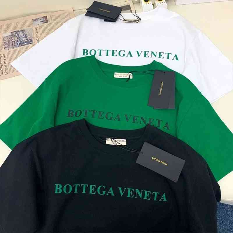 

Bottega Ins New Ventea 2022 Early Spring Tide Brand New Bv Green Tricolor Cotton Short Sleeve Round Neck T-shirt for Men and Women Loose Casual Fashion, White
