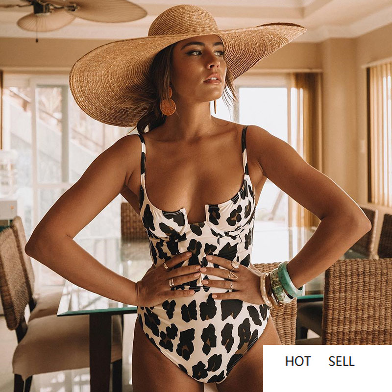 

Sexy One Piece Swimwear Women Swimsuit Push UPMonokini Leopard Bodysuit Print Bathing Suit Female Beachwear Swim Wear Beach