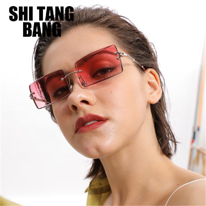 

Sunglasses 2022 Big Brand Frameless Gradient Women European American Fashion Street Shooting Small Square Sun Glasses Male
