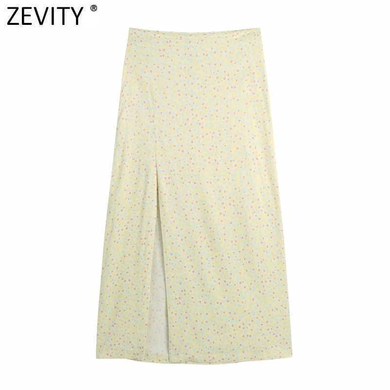 

Zevity Women Fashion Floral Print Split A Line Skirt Faldas Mujer Female Side Zipper Chic Party Vestido Brand Skirts QUN776 210603, Bb ls9317