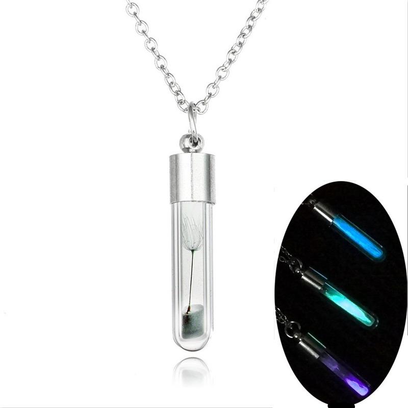 Chains Glowing In The Dark Creative Dandelion Luminous Sand Crystal Glass Pendant Necklace For Women Party Night Jewelry Gifts-image-701801575
