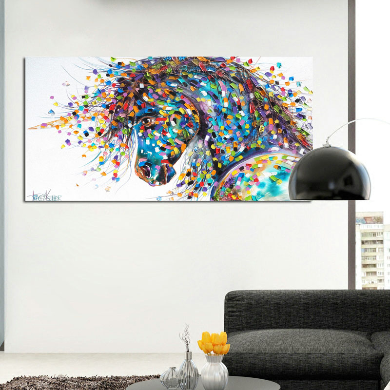 

Graffiti Art Blue Horse Canvas Painting Wall Art Pictures For Living Room Modular Animal Print Decoration Painting
