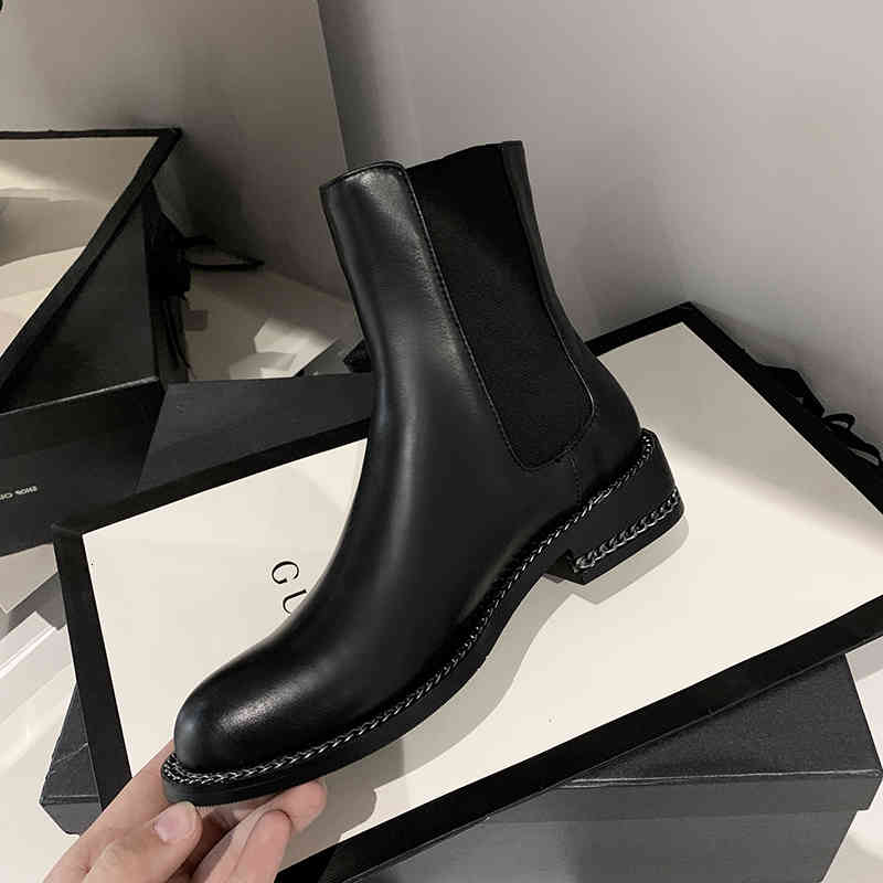 

boots female ankle boots upper natural leather retro classic short europe shoes chelsea aba1, Black