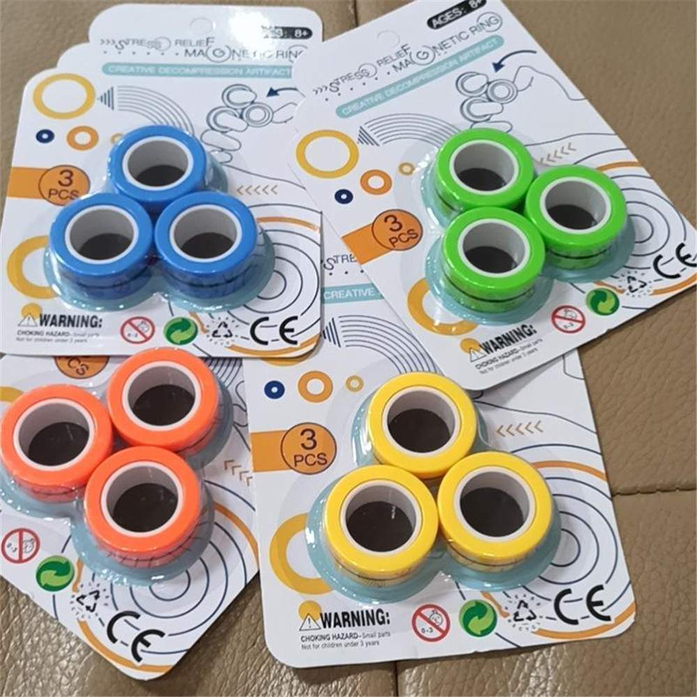 

Anti-Stress Finger Magnetic Rings For Autism ADHD Anxiety Relief Focus Kids Decompression Fingertip Toys Magic Ring Props Tools