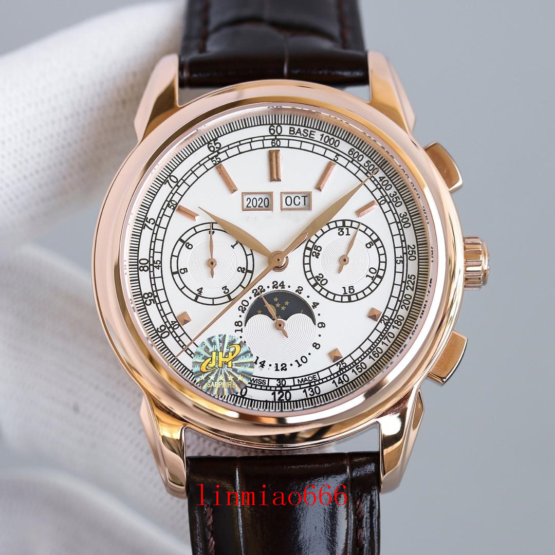 

jh 41mm*11mm montre de luxe automatic watch mens watches ch 29-535 automatic mechanical movement 316l fine steel case calf leather straps, Slivery;brown
