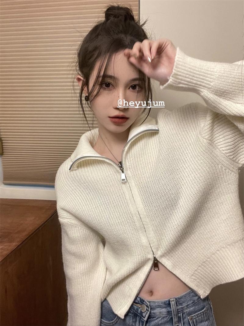 

Women's Sweaters Winter Coats 2021 Knitted Cardigan Lazy Style All-match Sweater Coat Fashion Retro Elegant, White;black