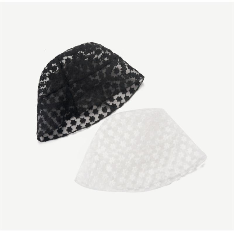 

bucket hat Women's spring and summer fashion lace buet cap small fresh flower fisherman's sunshade breathable style, Black