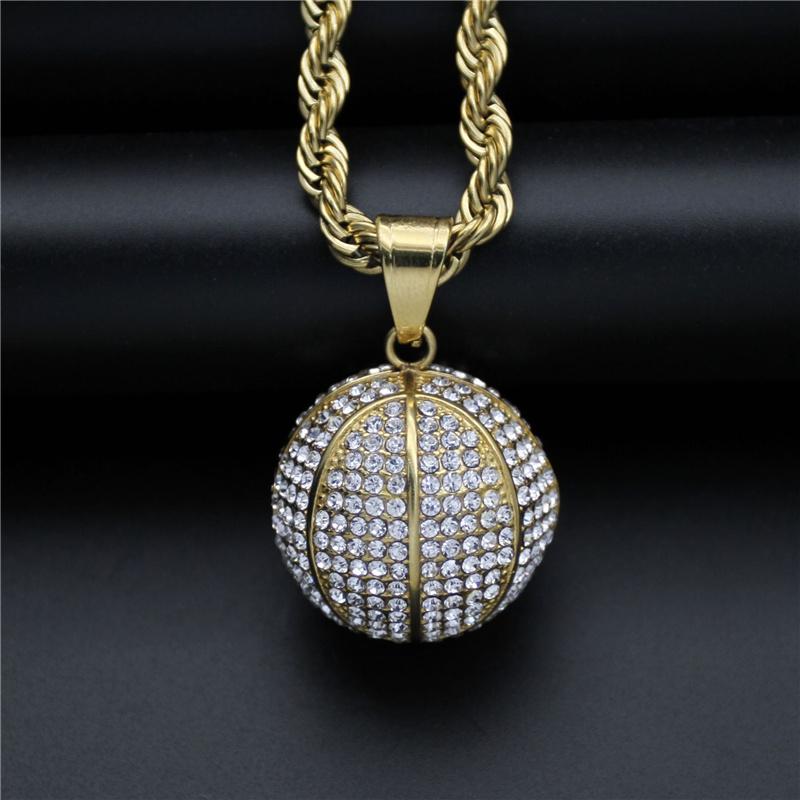 

Pendant Necklaces Hip Hop Iced Out Bling Basketball Stainess Steel & Pendants For Men Women Jewelry Charm With Chains