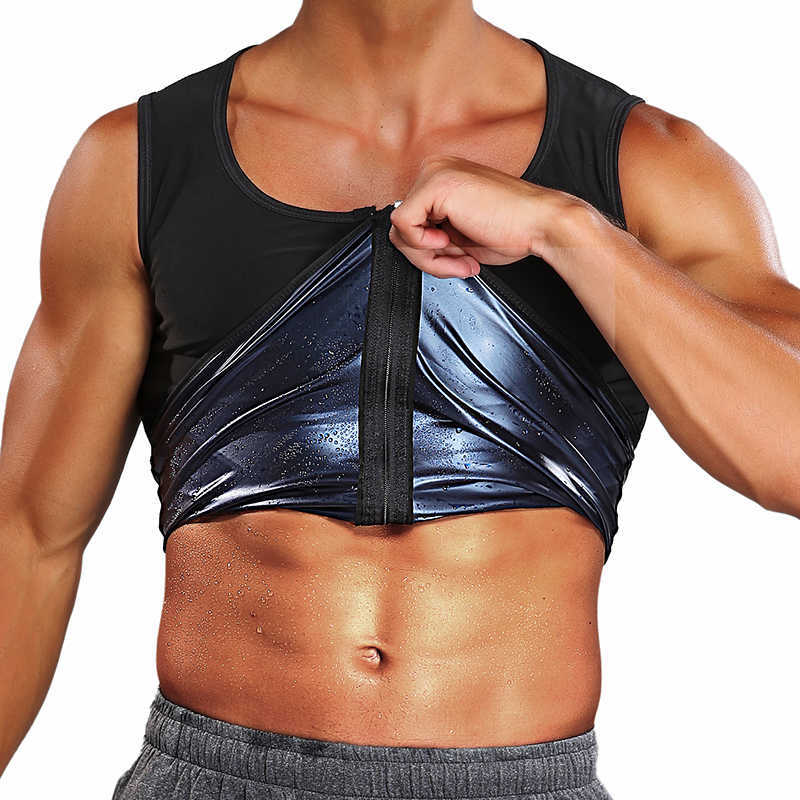 

Waist Trainer Sweat Vest for Men Compression Corset Slimming Body Shaper Sauna Tank Top Workout Shirt Faja Shapewear, Advanced black