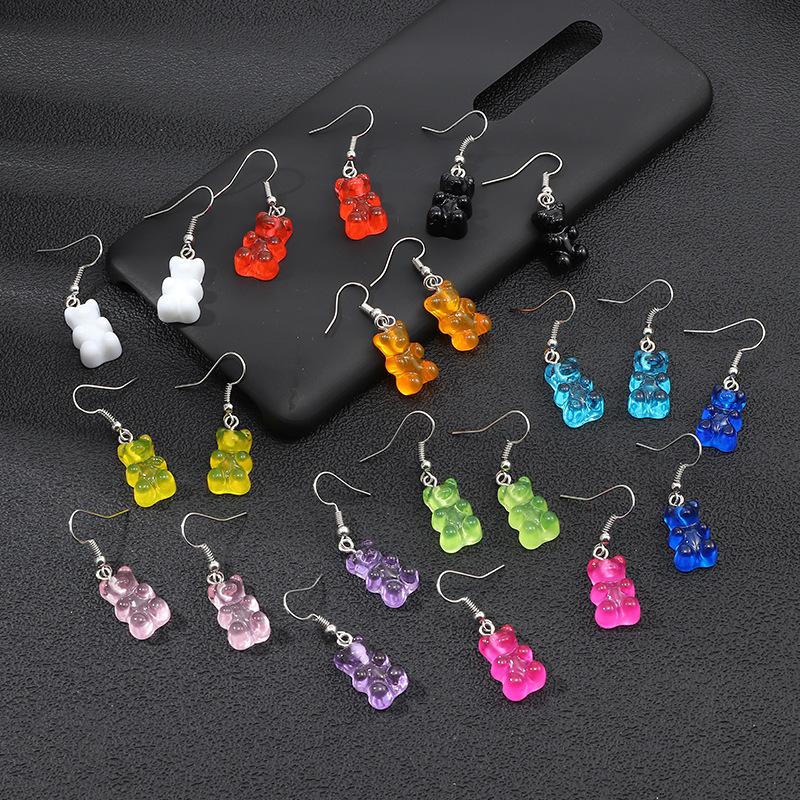

Dangle & Chandelier Originality Statement Minimalist Earring Jelly Polychromatic Bear Drop Earrings Fashion Stud Earings For Women, Silver