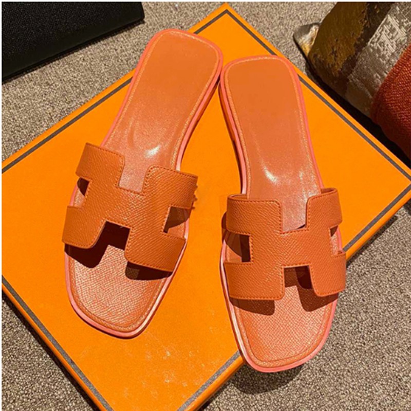 

famous brand Beach slippers Classic Flat heel Summer Designer Fashion flops leather lady Slides women shoes Hotel Bath Ladies sexy Sandals Large size K,LKL0003, 24