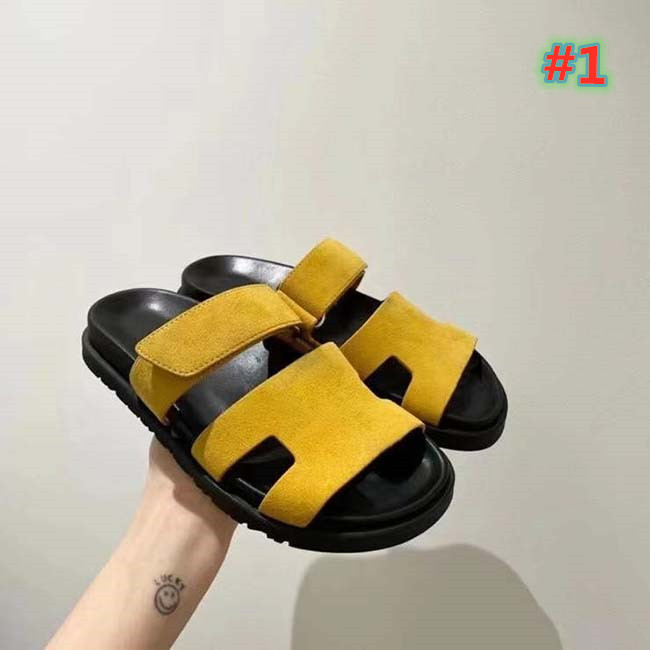 

2021 - high quality leather platform slipper designer women's flat sandals casual shoes 35-40 cases, Black