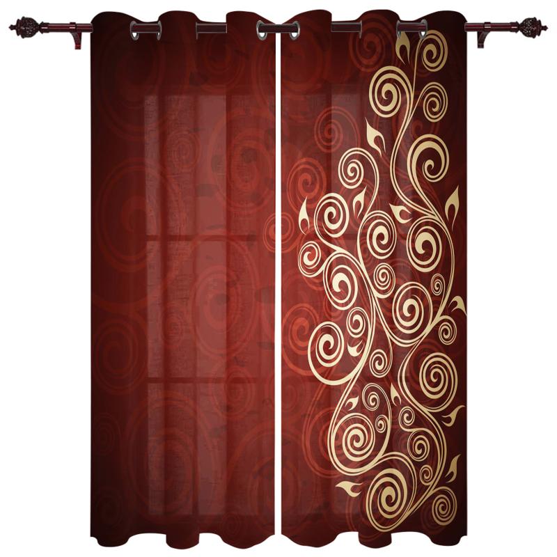 

Luxury Modern Window Curtains Pattern Abstract Red Bedroom Living Room Dining Decoration Translucent Beautiful Curtain & Drapes