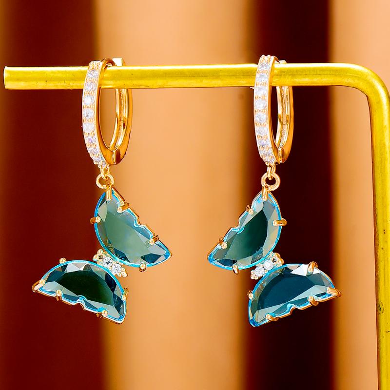 

Dangle & Chandelier GODKI Fashion Street Style Butterfly Earrings For Women Wedding Party Cubic Zircon Dubai Bridal Earring Boucle D'oreille