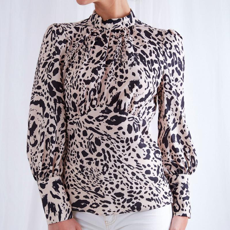 

Women's Blouses & Shirts Women Streetwear Casual Leopard Backless Blouse Fashion Club Long Sleeve Tops Shirt, White