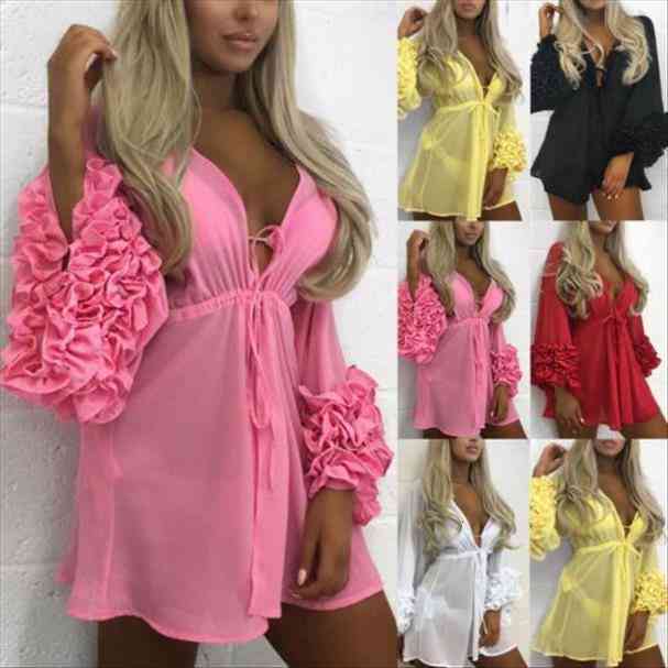 

summer women swimsuit cover up kaftan sarong beach cover ups chiffon dress elegant beach bathing suit tunic, White;black