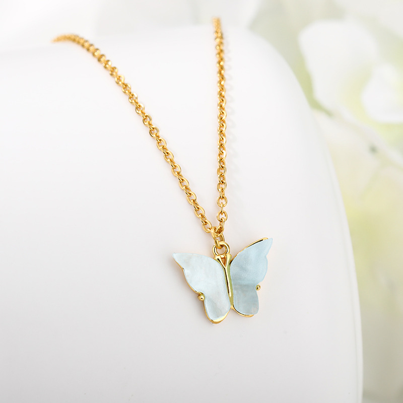 

Butterflies Necklace Stainless Steel Gold Chian Butterfly Pendant Neckalces for Women Collares Bijoux Femme