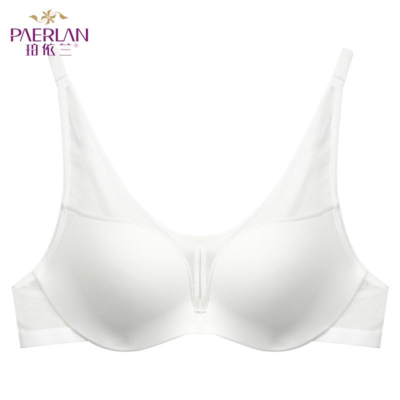 

Bras PAERLAN Adjustable After Double-breasted Push High Female Underwear Sexy Steel Ring Thick Lace Perspective Bra A B Cup, Black