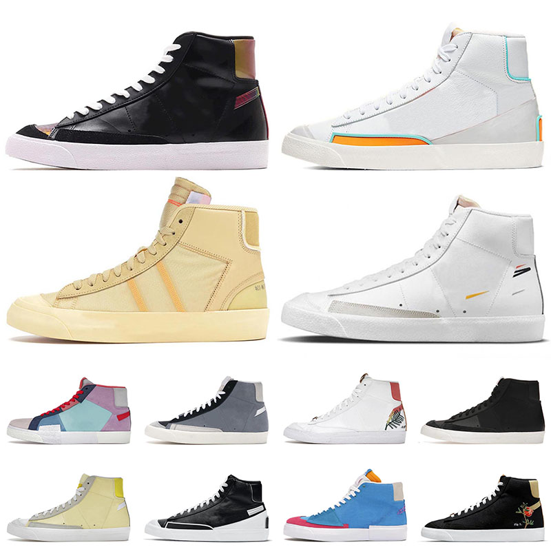 

Authentic Blazer Canvas Shoes OFF Mens Womens Vintage Mid 77 Designer Mosaic Brown Black Grey White Pendants Grim Reaper Multi-Color Have A Good Game Sneaker Trainers, 018