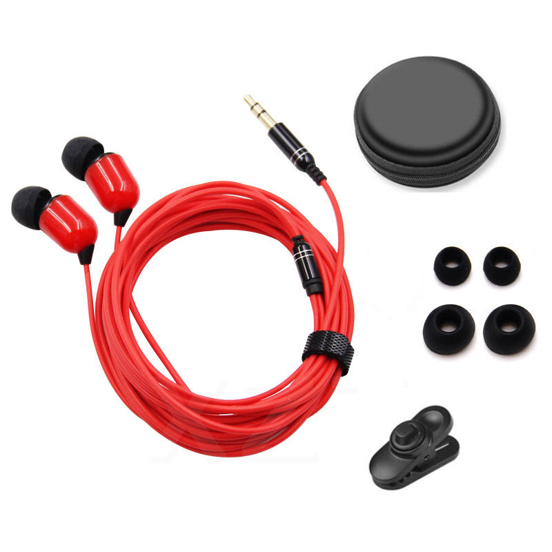 

3 Meters Long Earphones in Ear Wired Earphone Monitor Headphone 3.5mm Stereo Headset with Clip and EVA Case for Universal Phones 3M, Red