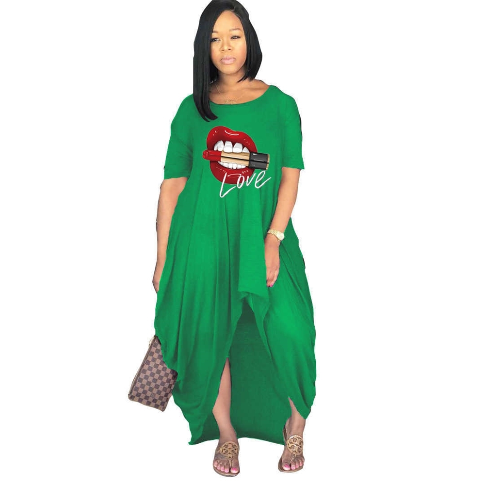 

S-4XL Irregular Split Long Dress Women Maternity 2021 Tiktok Summer Dresses Party Beach Club Overall Oversize Loose One piece Skirt Clothing G65WORH, Black