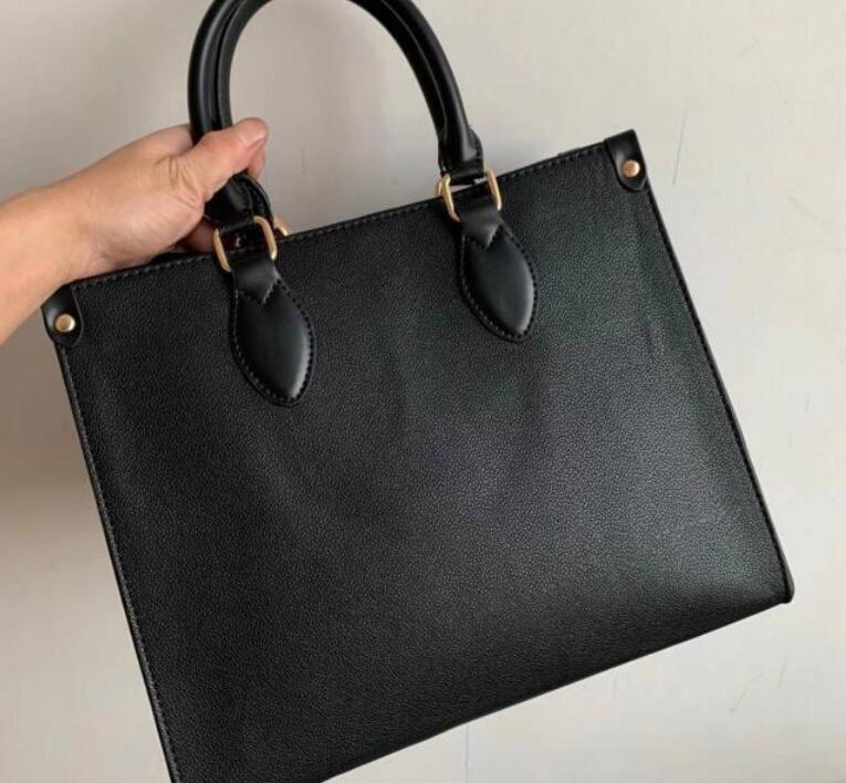 

Women High Quality Fashion ONTHEGO Tote handbag Double Color Handbags Big Flower Wallet Classic Shopping Shoulder Bag, Black embossed