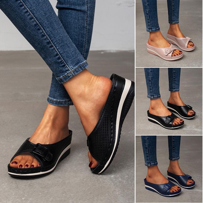 

Slippers Ly Soft Footbed Orthopedic Arch-Support Sandals Women's Platform Wedge Shoes Breathable, Pink