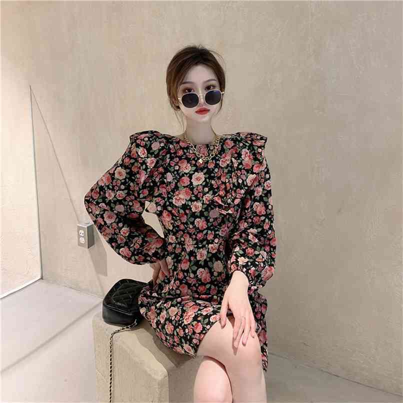 

Japanese sweet platycodon floral lotus leaf retro dress female spring 210520, Black