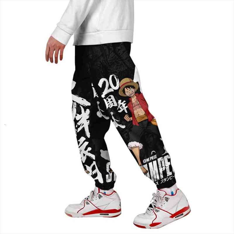 

3d Print Anime One Piece Cargo Pants Hip Hop Harajuku Streetwear Elastic Waist Hip Hop Autumn Winter Pants, Black;white