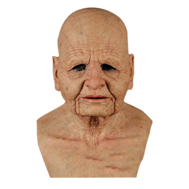 

other event & party supplies old woman mask halloween creepy wrinkle face latex cosplay props scary full head carnival holiday funny macka