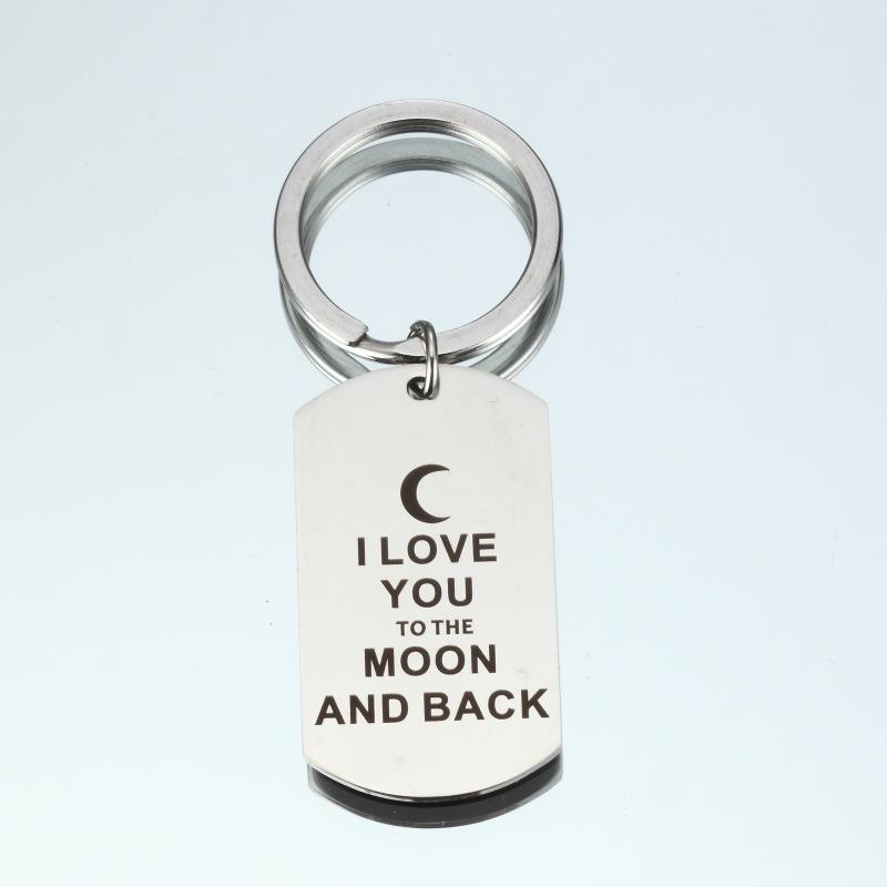 

Keychains 10pcs Inspirational Military Card Stainless Steel Key Chain Jewelry Grandma I LOVE YOU TO THE MOON AND BACK For Family Gift