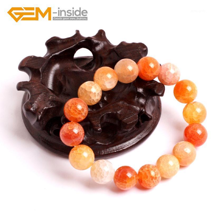 

Charm Bracelets Pink Crackle Agat E Bracelet Natural DIY Jewelry One Of The Seven Treasures Buddhism Gift1