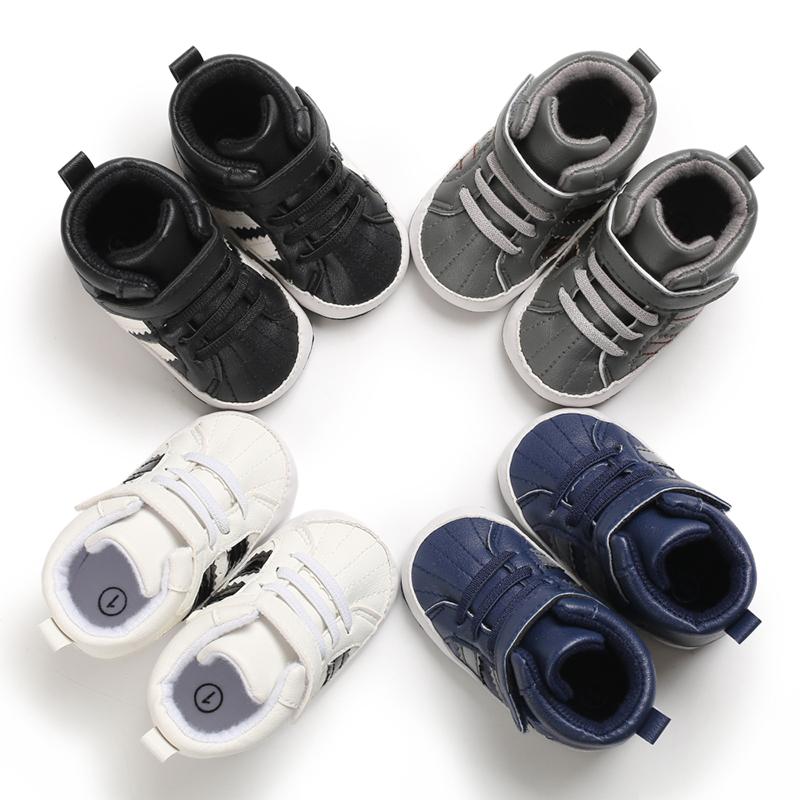 

First Walkers Men And Women Spring Autumn Fashion PU Toddlers Walking Casual Flat Trainers 0-18 Months Baby Shoes