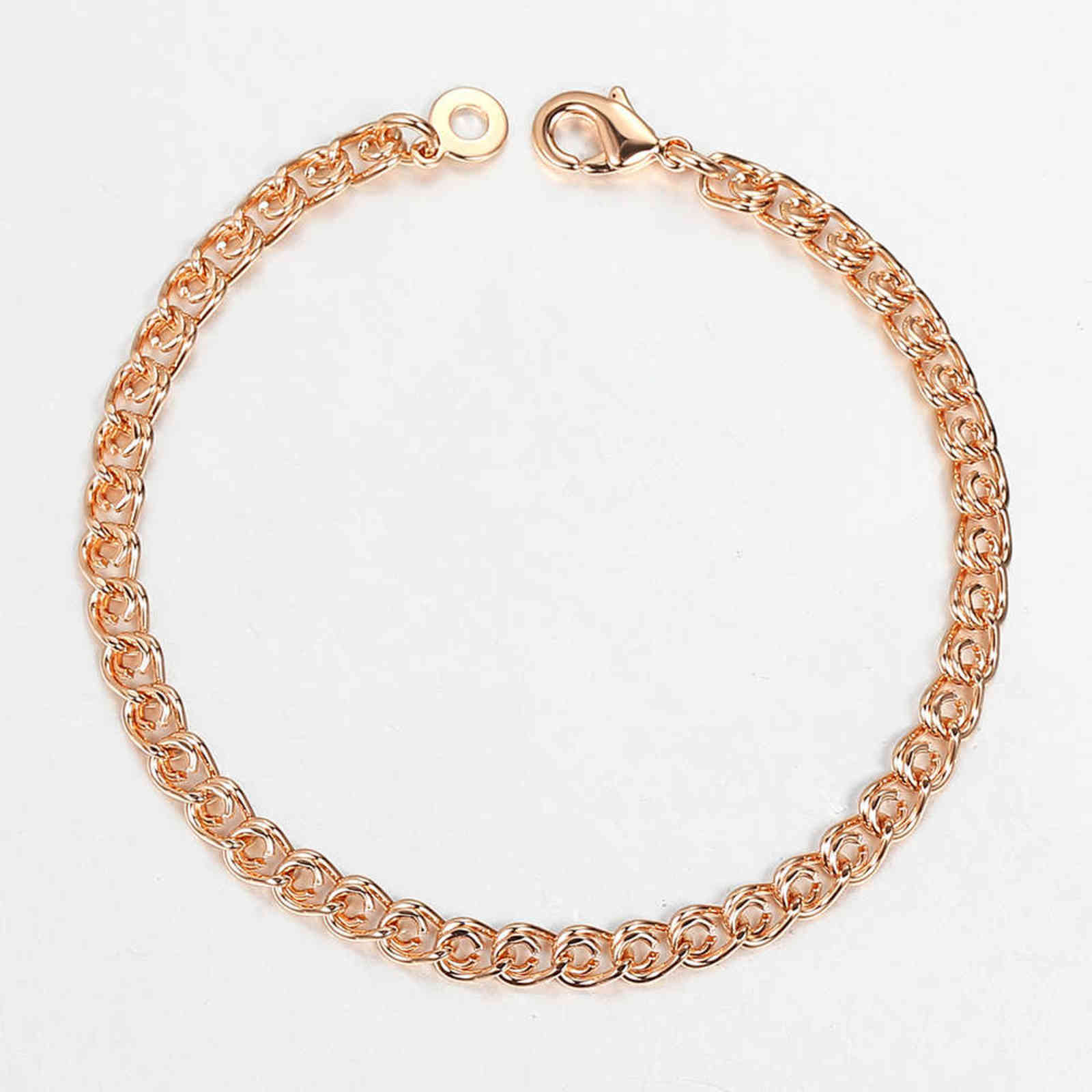 

5mm Snail Wheat Link Chain Bracelets on Hand for Women Girl 585 Rose Gold Femme Couple Fashion Jewelry 20cm Cb59