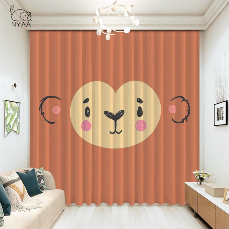 

Lion King Print Bedroom Curtains Blue Home El Yellow Deer Living Room Office Nordic Linen Curtain Micro Shading & Drapes