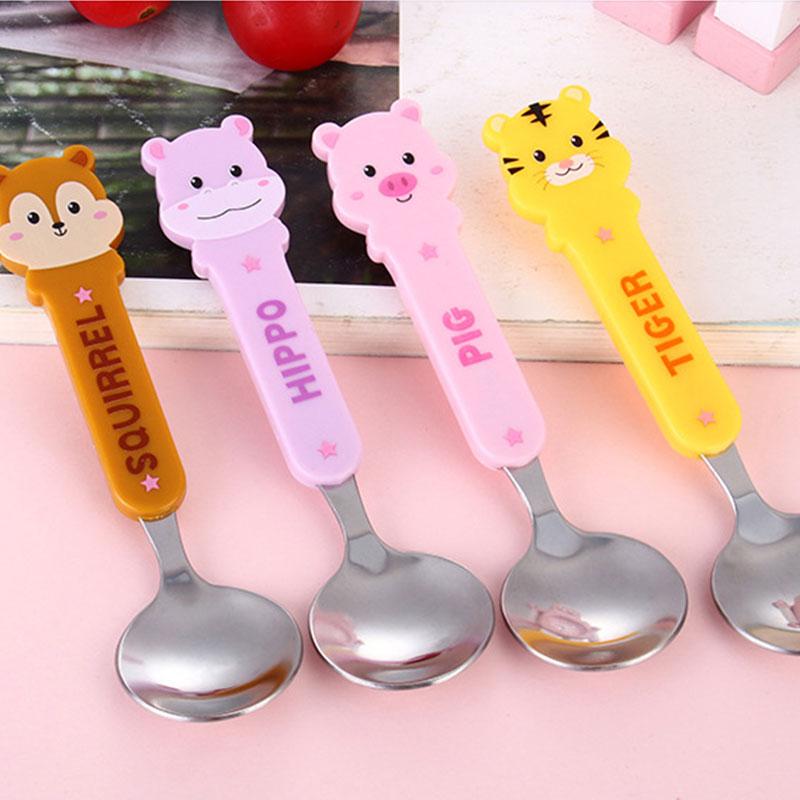 

Animal Cartoon Spoon Students Cute Stylish Colorful Anti-Scald Stainless Steel Baby Tableware 1pc Spoons