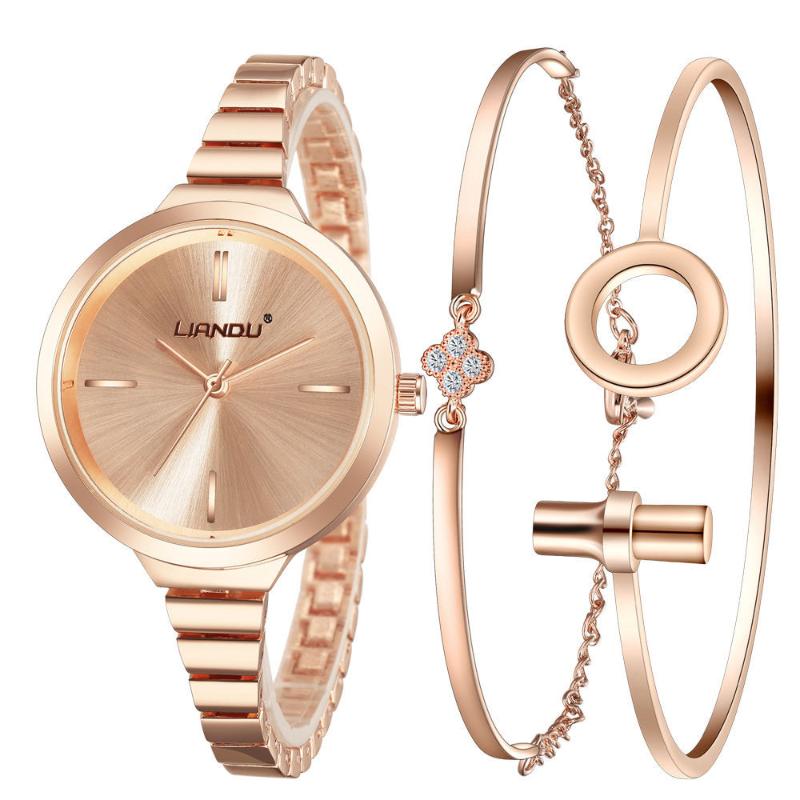 

Wristwatches Rose Gold Women's Watches Bracelet Fashion Small Clock Quartz WristWatch Girls Valuable Gift *A