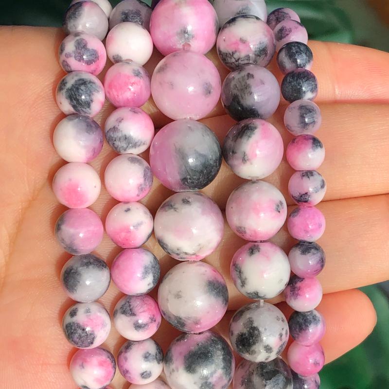 

Other Natural Stone Pink Black White Persian Jades Chalcedony Bedas For Jewelry Making Loose Spacer Beads Diy Necklace Bracelet 6-12mm