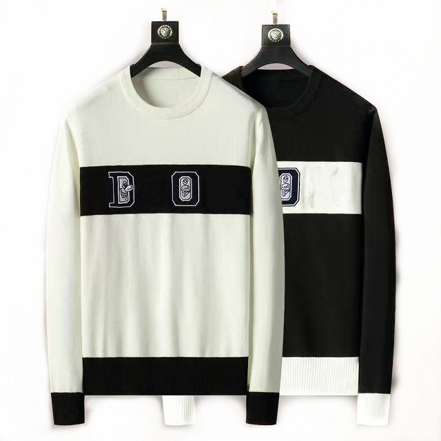 

21SS Mens Women Hoodies Sweaters high-end design Fitted Style Warm Top Knitted Cotton Blended O-Neck letter printing slim fit fashion HR, Black