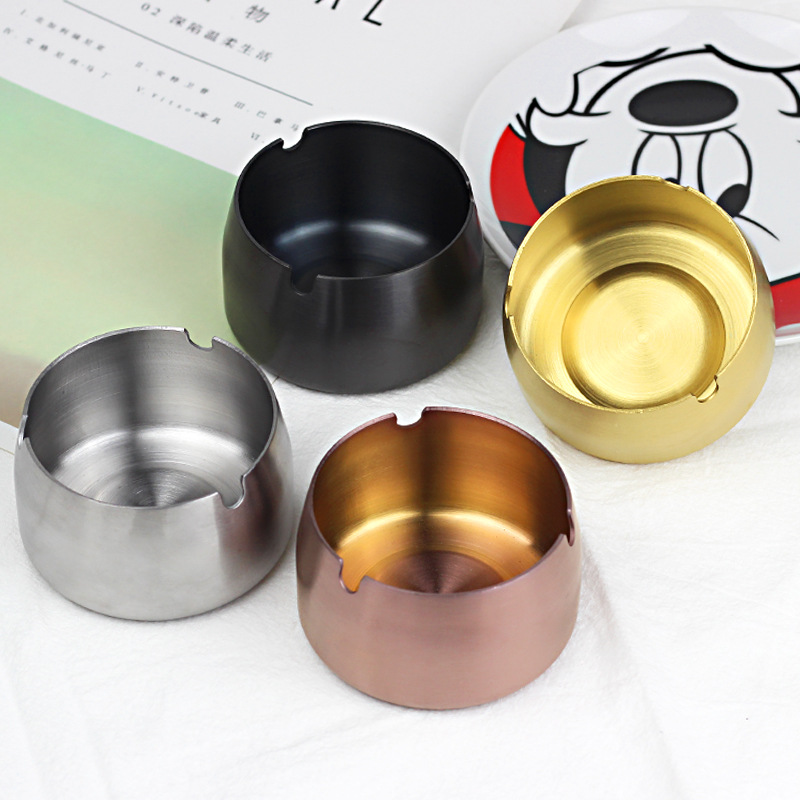 

Stainless steel Ashtray gold black Home Personality Office Living Room Bedroom 4 Styles Tobacco Ashtrays Holder Portable Gadgets