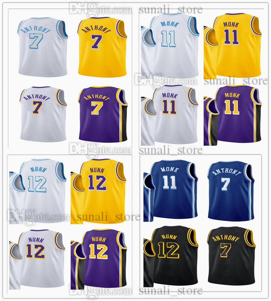 

2021 Trade Basketball Jerseys Carmelo 7 Anthony Kendrick 12 Nunn Malik 11 Monk Yellow Purple Black White Color Breathable Shirts, Black;red