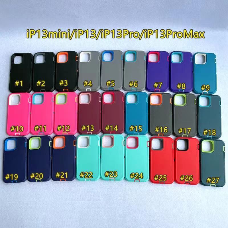 

DHL 100 Pcs New Defneder Symmery for iphone 13 mini iPhone 13/13Pro iphone 13pro max Steel Armor TPU PC Covers Cases with Belt Clip, Mix color by random